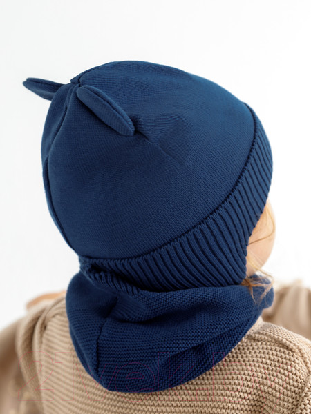 Изображение товара Шапочка для малышей Amarobaby Pure Love Bear / AB-OD21-PLB16/20-46 (синий, р-р 46-48)