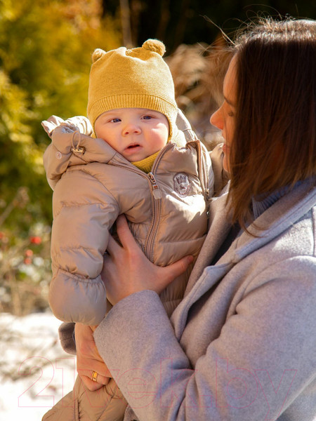 Изображение товара Шапочка для малышей Amarobaby Pure Love Pompony / AB-OD21-PLP16/04-42 (желтый, р-р 42-44)