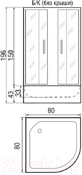 Изображение товара Душевой уголок RIVER Don 80/43 МТ (без поддона)
