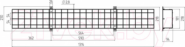Изображение товара Защитная решетка для светильника ЭРА ДПО SPO-BAR-1300-200 / Б0049260