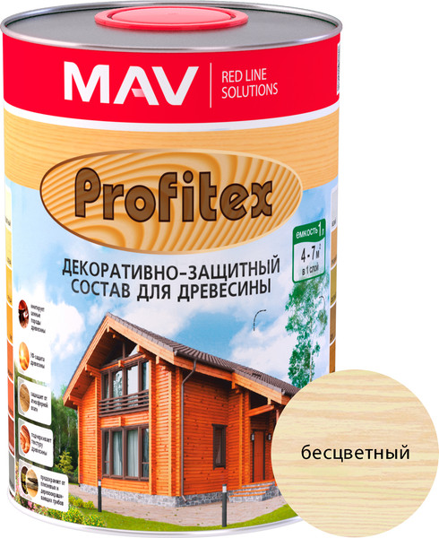 Изображение товара Защитно-декоративный состав MAV Profitex (1л, бесцветный)