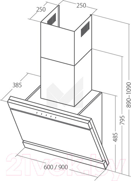 Изображение товара Вытяжка наклонная Akpo Kastos II 60 WK-9 1250 куб.м (белый)