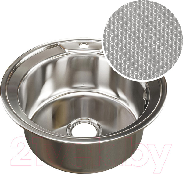 Изображение товара Мойка кухонная Mixline Круг 532306 (декор, с сифоном)