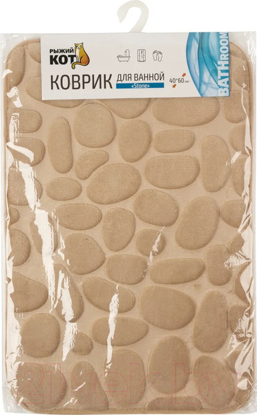 Изображение товара Коврик для ванной Рыжий кот Stone / 102514 (бежевый)
