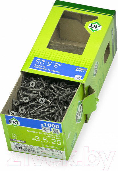 Изображение товара Саморез ЕКТ Для гипсокартона 3.5x25 частый шаг / BW000029 (1000шт, фосфатированный)