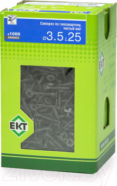 Изображение товара Саморез ЕКТ Для гипсокартона 3.5x25 частый шаг / BW000029 (1000шт, фосфатированный)