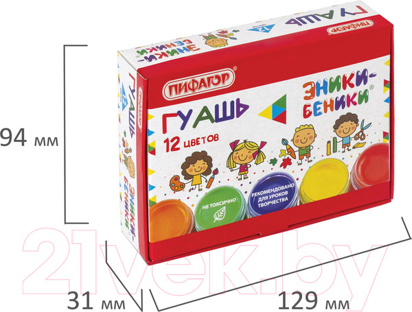 Изображение товара Гуашь Пифагор Эники-Беники / 191330 (12цв)