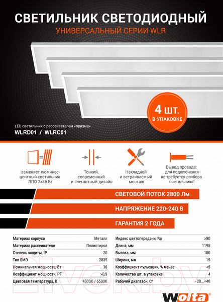 Изображение товара Панель светодиодная Wolta WLRC01