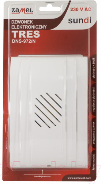 Изображение товара Электрический звонок Zamel Трехтональный DNS-972/N / DNS-972-N-BIA (белый)