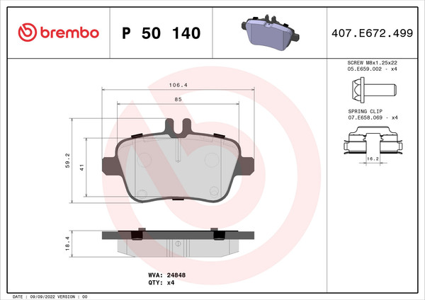 Изображение товара Тормозные колодки Brembo P50140