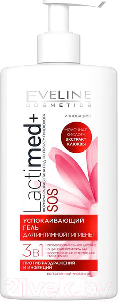 Изображение товара Гель для интимной гигиены Eveline Cosmetics Lactimed+ Молочная кислота Экстр клюквы (250мл)