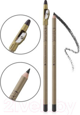 Изображение товара Карандаш для глаз Eveline Cosmetics Eyeliner Pencil контурный с точилкой (2г, коричневый)