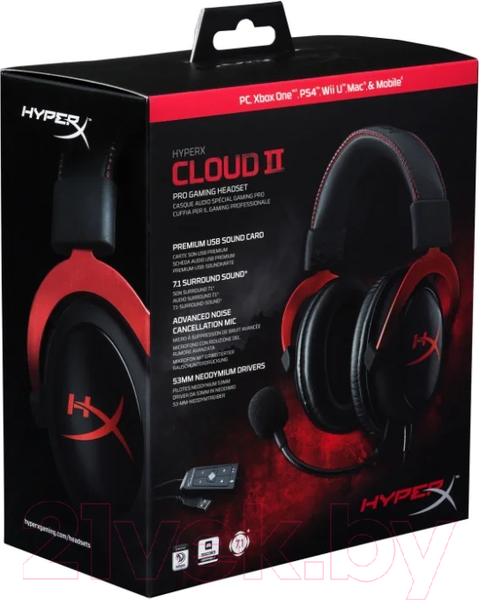 Изображение товара Наушники-гарнитура HyperX Cloud II 4P5M0AA (черный/красный)