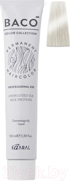 Изображение товара Крем-краска для волос Kaaral Baco 12.10 (блондин очень светлый пепельный)