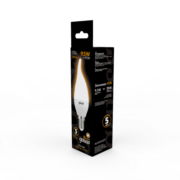 Изображение товара Лампа Gauss Свеча на ветру 9.5W 890lm 3000K E14 / 104101110