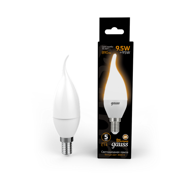 Изображение товара Лампа Gauss Свеча на ветру 9.5W 890lm 3000K E14 / 104101110