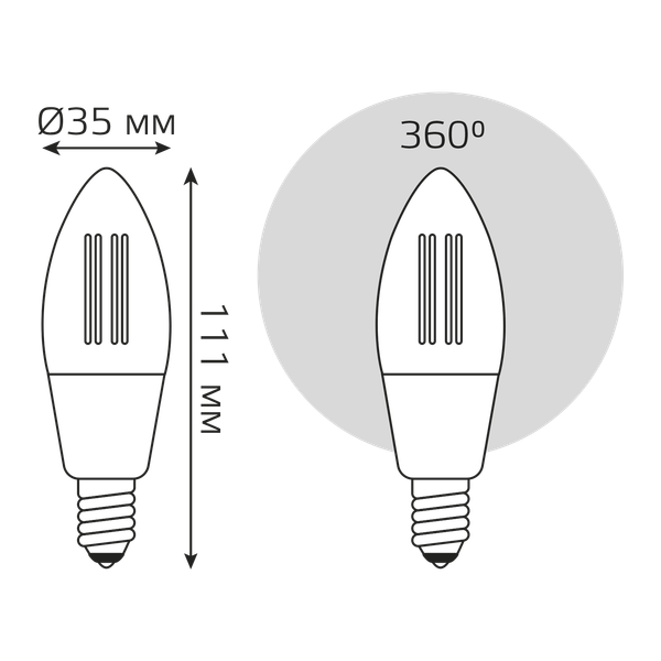 Изображение товара Умная лампа Gauss SmartHome Filament С35 4.5W 495лмE14 ССT DIM / 1250112 (управление голосом/смартфоном)