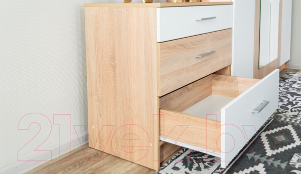 Изображение товара Комод Империал Алена 3 ящика (дуб сонома/белый)