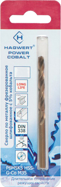 Изображение товара Сверло Hagwert Power-Cobalt 5.5х93мм Р6М5К5 / 568055