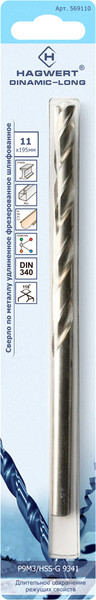 Изображение товара Сверло Hagwert Dinamic-Long 11х195мм Р9М3 / 569110