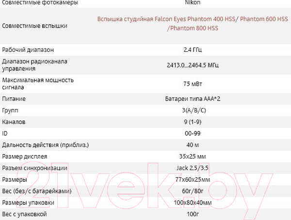 Изображение товара Синхронизатор для вспышки Falcon Eyes Phantom Air HSS-N для Nikon / 28245