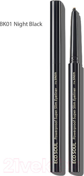 Изображение товара Подводка-фломастер для глаз The Saem Eco Soul Powerproof Super Slim Eyeliner BK01 Black (0.1г)