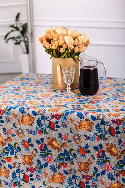 Изображение товара Скатерть Stolima Барыня-сударыня 822-1 Самовары (220x140)