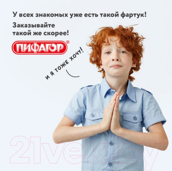 Изображение товара Фартук для творчества Пифагор С нарукавниками / 228360 (красный)