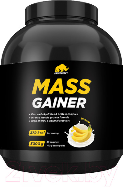 Изображение товара Гейнер Prime Kraft Mass Gainer (3кг банка, банан)