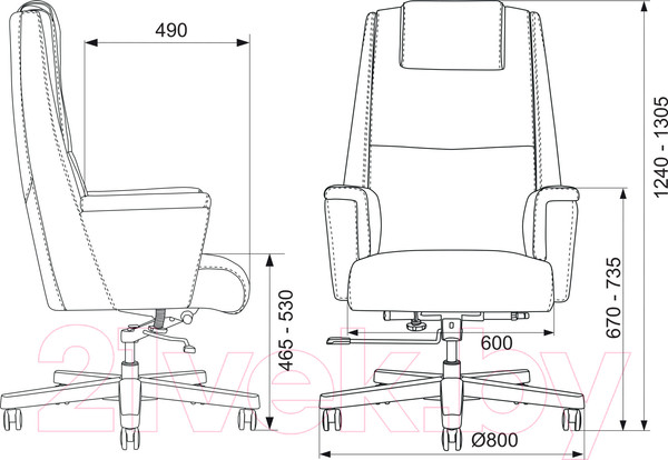 Изображение товара Кресло офисное Бюрократ Duke (черный кожа/дерево)