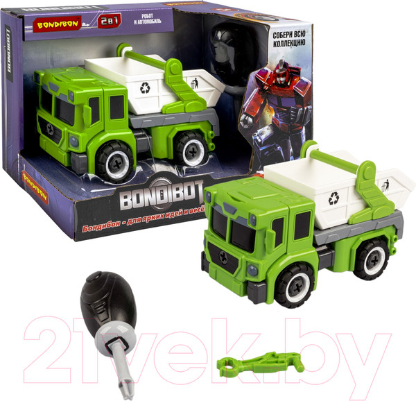 Изображение товара Игрушка-конструктор Bondibon Bondibot 2 в 1 Мусоровоз-робот / ВВ5258