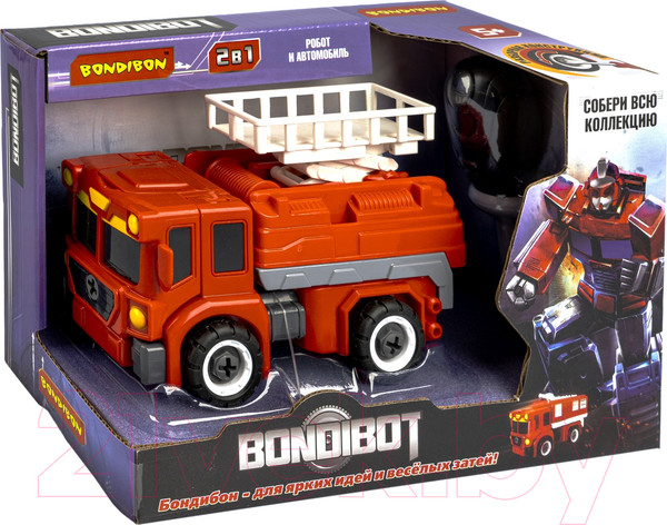 Изображение товара Игрушка-конструктор Bondibon Bondibot 2 в 1 Пожарная машина-робот / ВВ5259