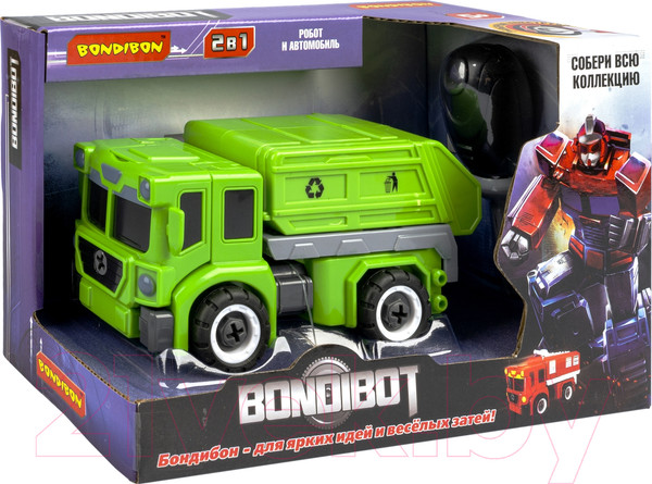 Изображение товара Игрушка-конструктор Bondibon Bondibot 2 в 1 Мусоровоз-робот / ВВ5257