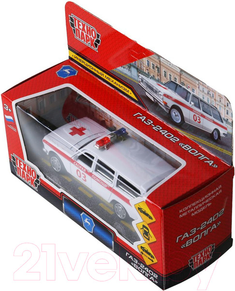 Изображение товара Автомобиль игрушечный Технопарк Газ 2402 Волга Скорая / 2402-12AMB-WH