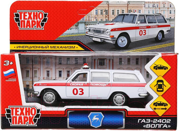 Изображение товара Автомобиль игрушечный Технопарк Газ 2402 Волга Скорая / 2402-12AMB-WH