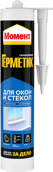 Изображение товара Герметик силиконовый Момент Для окон и стекол (280мл, прозрачный)