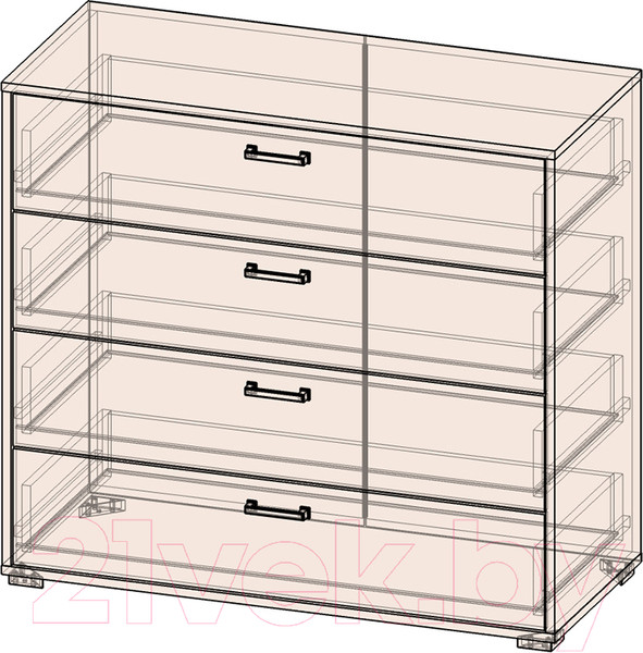 Изображение товара Комод Интерлиния SC-4Ш (дуб золотой/белый платинум)