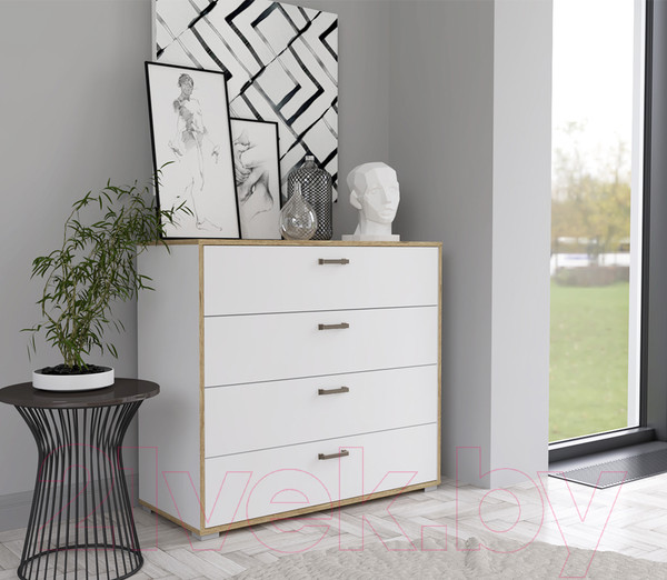 Изображение товара Комод Интерлиния SC-4Ш (дуб золотой/белый платинум)
