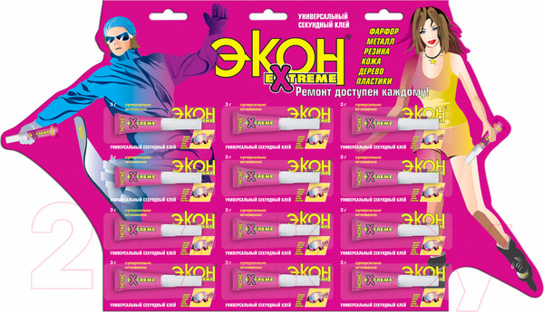 Изображение товара Клей Экон Экстрим секундный (3г, мультикарта)