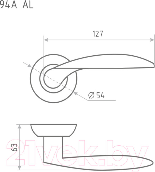 Изображение товара Ручка дверная Нора-М AL 94А AL / 15292 (матовый никель)
