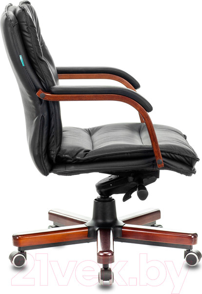 Изображение товара Кресло офисное Бюрократ T-9927 Walnut-Low (черный кожа/дерево)