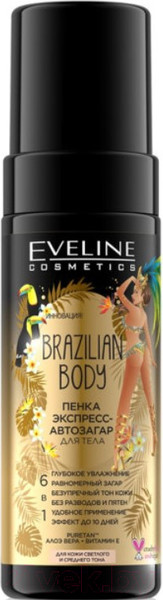 Изображение товара Мусс-автозагар Eveline Cosmetics Brazilian Body Пенка экспресс для тела 6в1 (150мл)