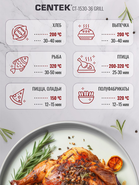 Изображение товара Ростер Centek CT-1530-36 Grill (черный)