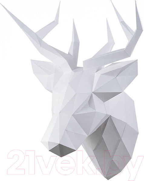 Изображение товара Объемная модель Paperraz Олень Петрович / PP-1OLP-WHT (белый) (белый)