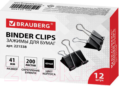 Изображение товара Зажим для бумаги Brauberg 221538 (12шт)