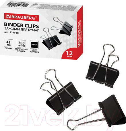 Изображение товара Зажим для бумаги Brauberg 221538 (12шт)
