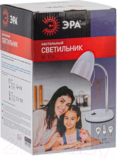 Изображение товара Настольная лампа ЭРА N-116-Е27-40W-W / Б0047200 (белый)