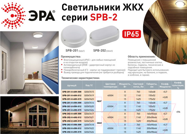 Изображение товара Светильник ЖКХ ЭРА SPB-202-0-65K-008 / Б0047618