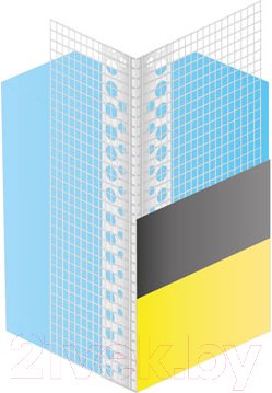 Изображение товара Уголок штукатурный Profigips Перфорированный ПВХ с сеткой 70x70x3000