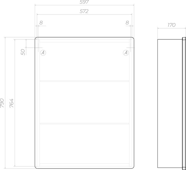 Изображение товара Шкаф с зеркалом для ванной Vigo Geometry 600